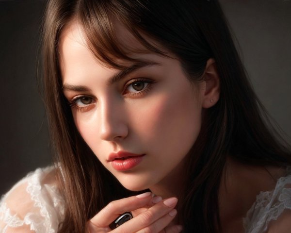 Portrait of a Young Woman with Elegant Features