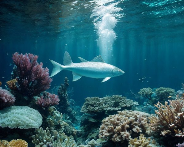 Underwater Scene with Fish and Colorful Coral Reefs