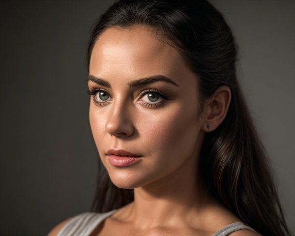 Close-Up Portrait of a Young Woman with Green Eyes