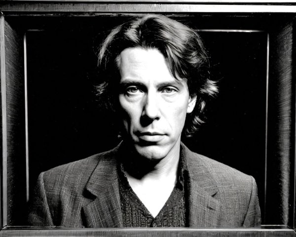 Black and White Portrait of a Man in a Blazer