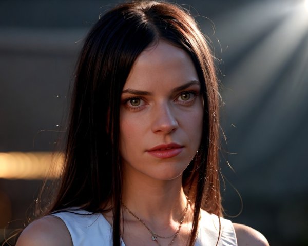 Young Woman with Dark Hair in Soft Natural Light