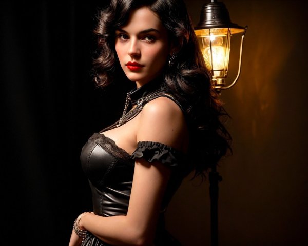 Elegant Portrait of a Woman in Black Dress
