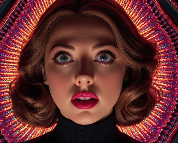 Close-Up Portrait of a Woman with Vibrant Hair and Eyes