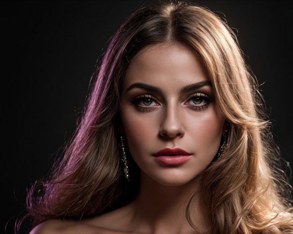 Portrait of a Woman with Striking Features and Elegance