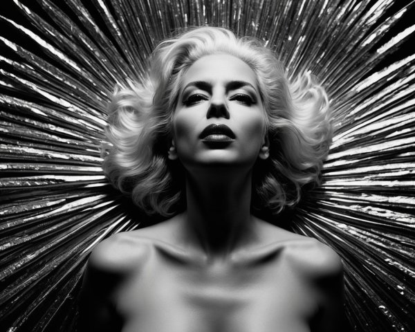 Black-and-White Portrait of a Glamorous Woman