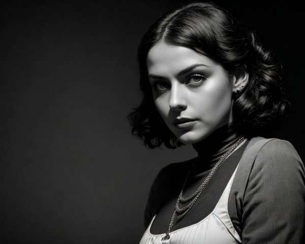 Black and White Portrait of a Young Woman