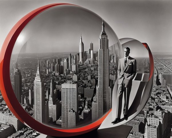 Stylish Man in Suit on Futuristic City Platform