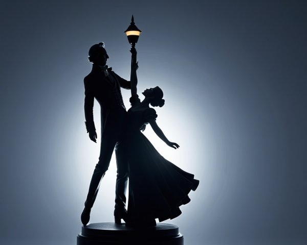 Silhouette of a Dancing Couple in Dramatic Lighting