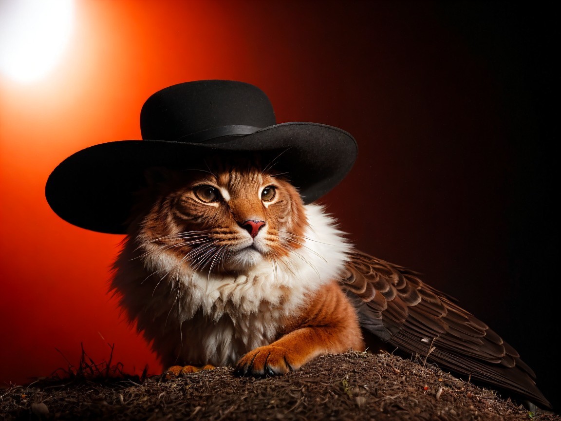 Majestic Feline-Avian Creature with Regal Features