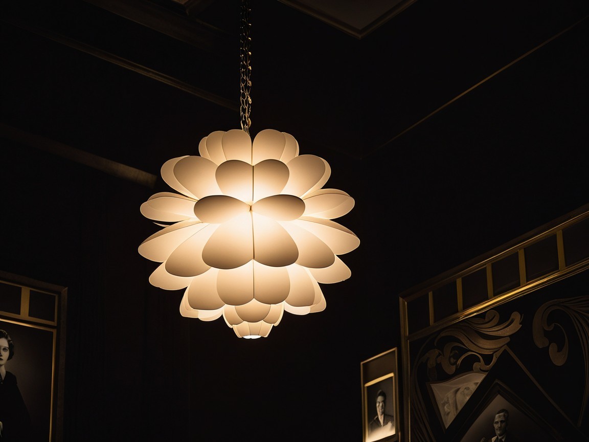Elegant Pendant Lamp with Petal Design and Portraits