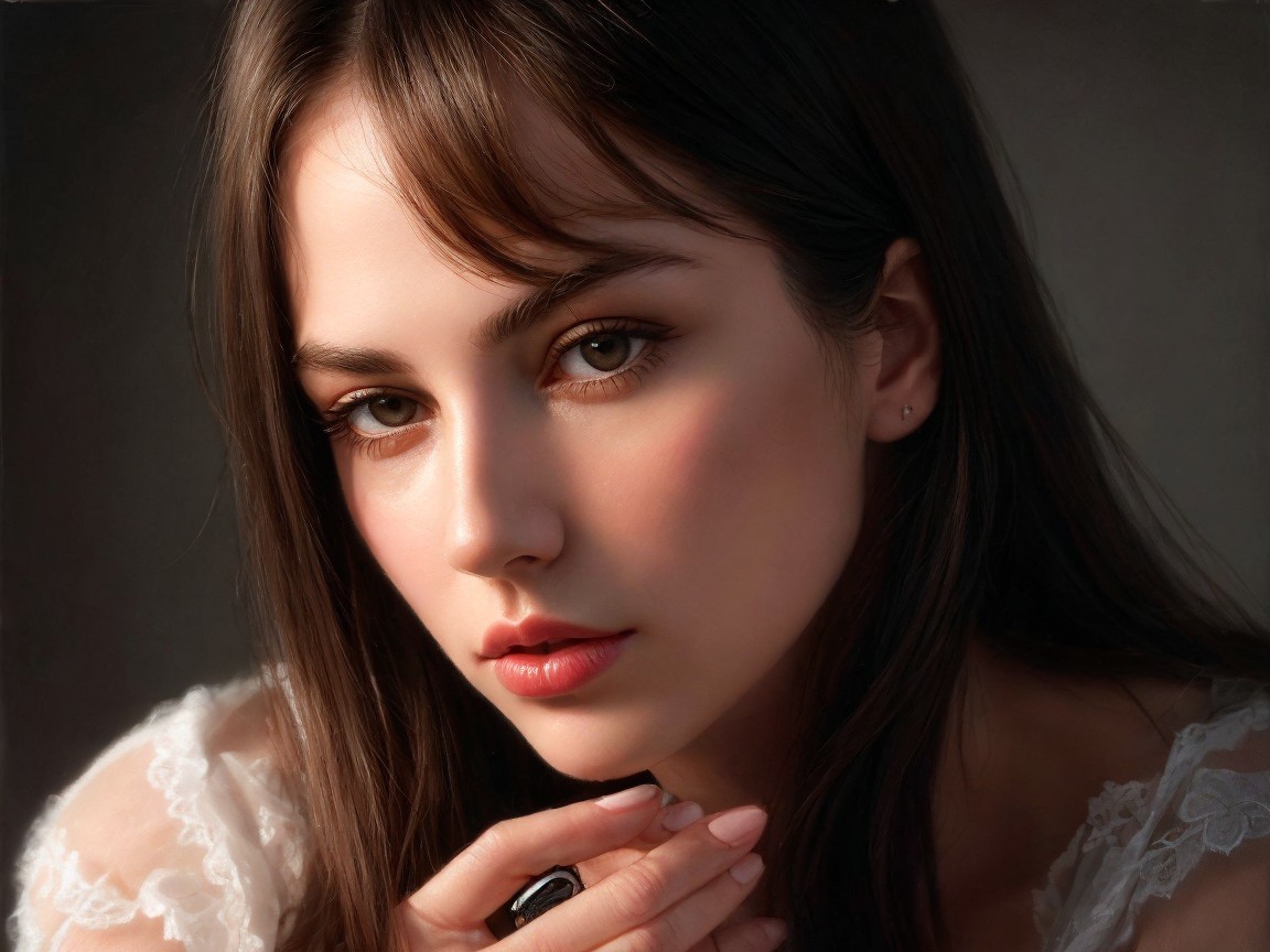Portrait of a Young Woman with Elegant Features