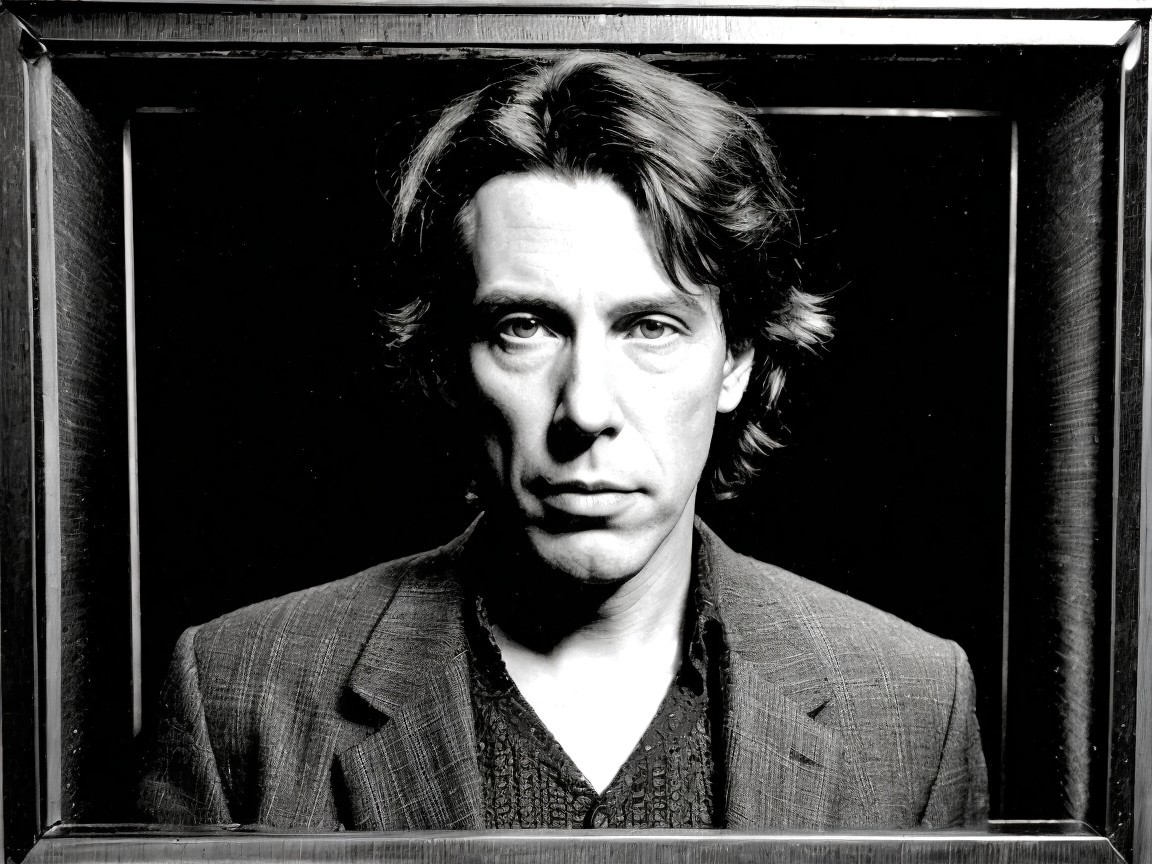Black and White Portrait of a Man in a Blazer
