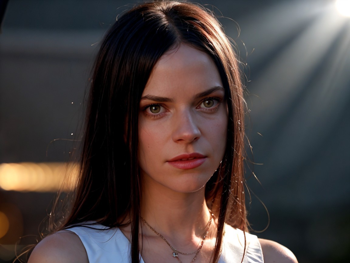 Young Woman with Dark Hair in Soft Natural Light
