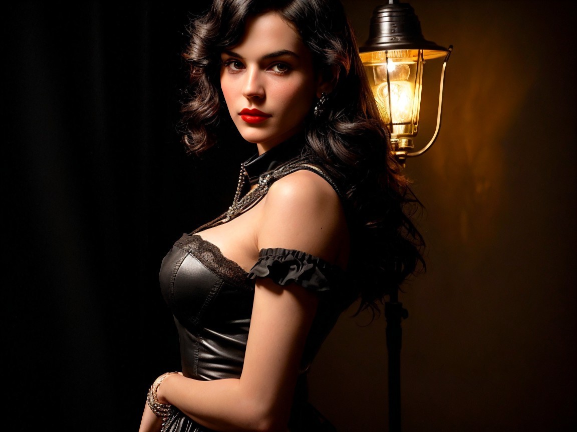 Elegant Portrait of a Woman in Black Dress