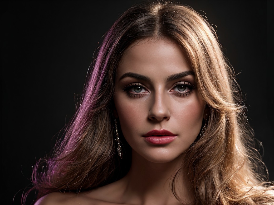 Portrait of a Woman with Striking Features and Elegance
