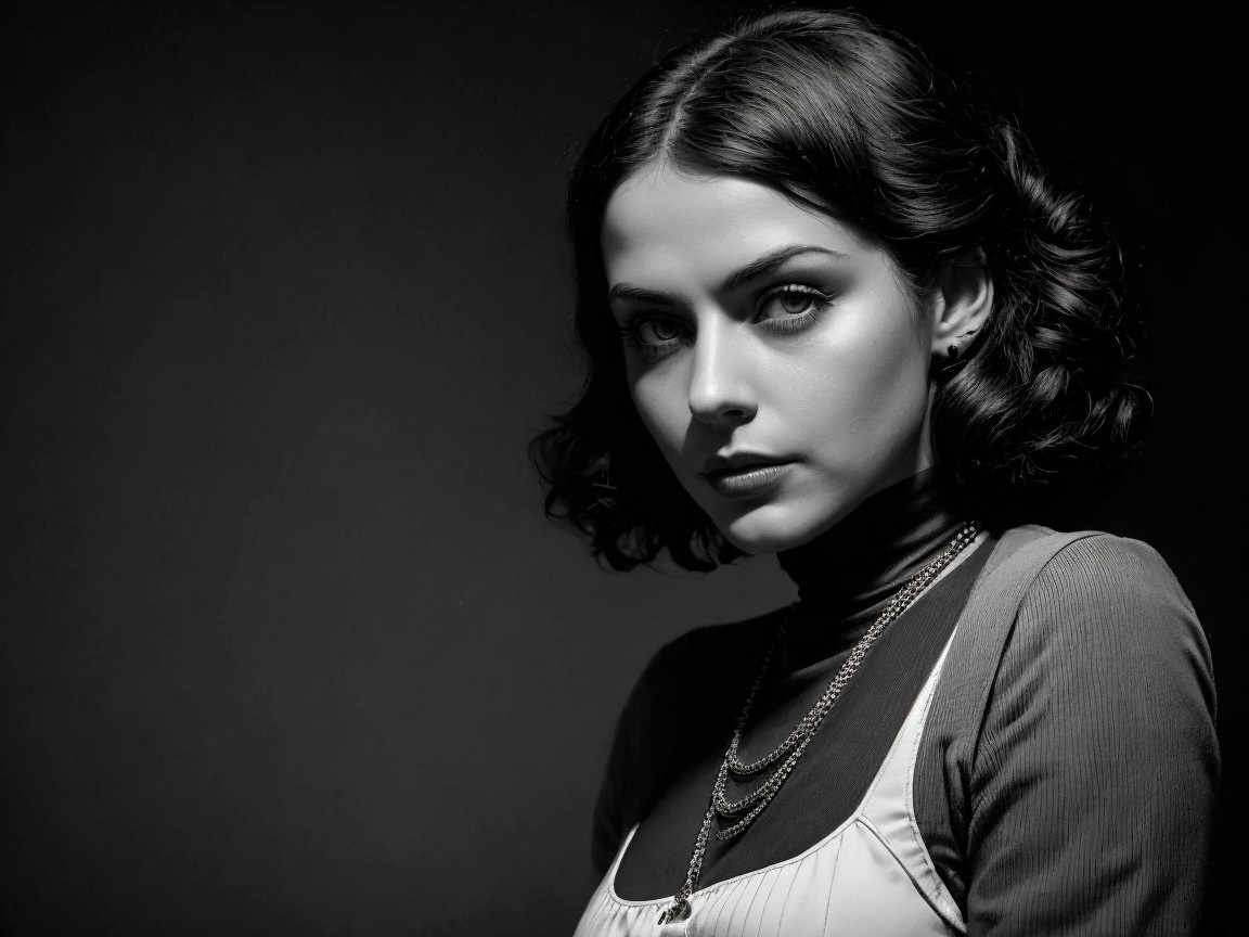 Black and White Portrait of a Young Woman