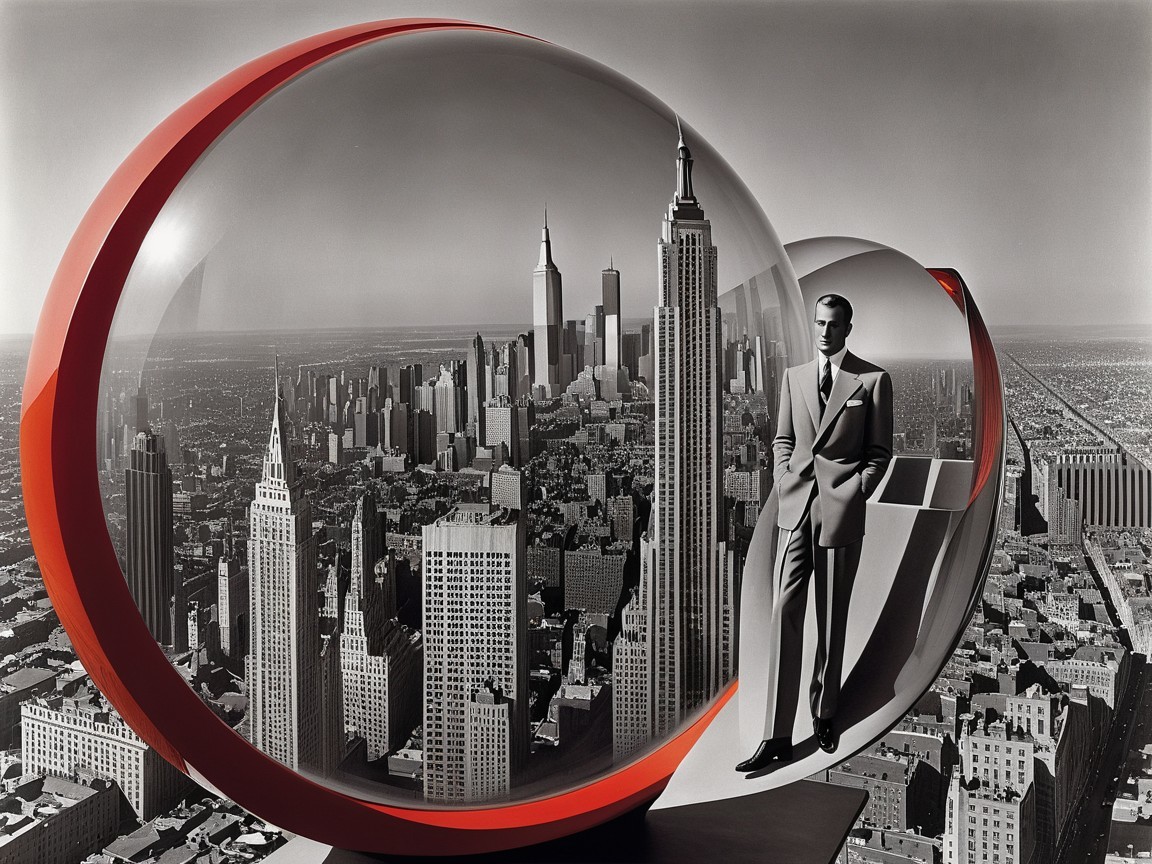 Stylish Man in Suit on Futuristic City Platform
