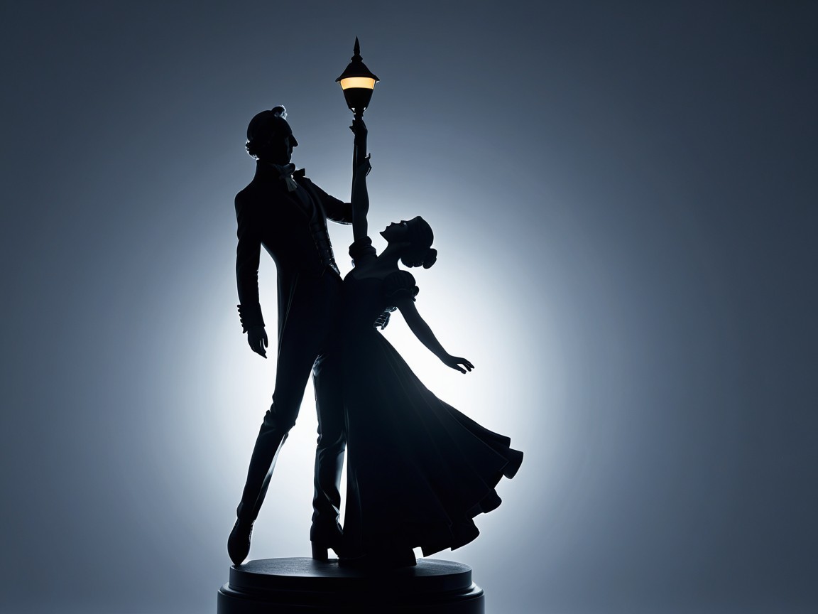 Silhouette of a Dancing Couple in Dramatic Lighting