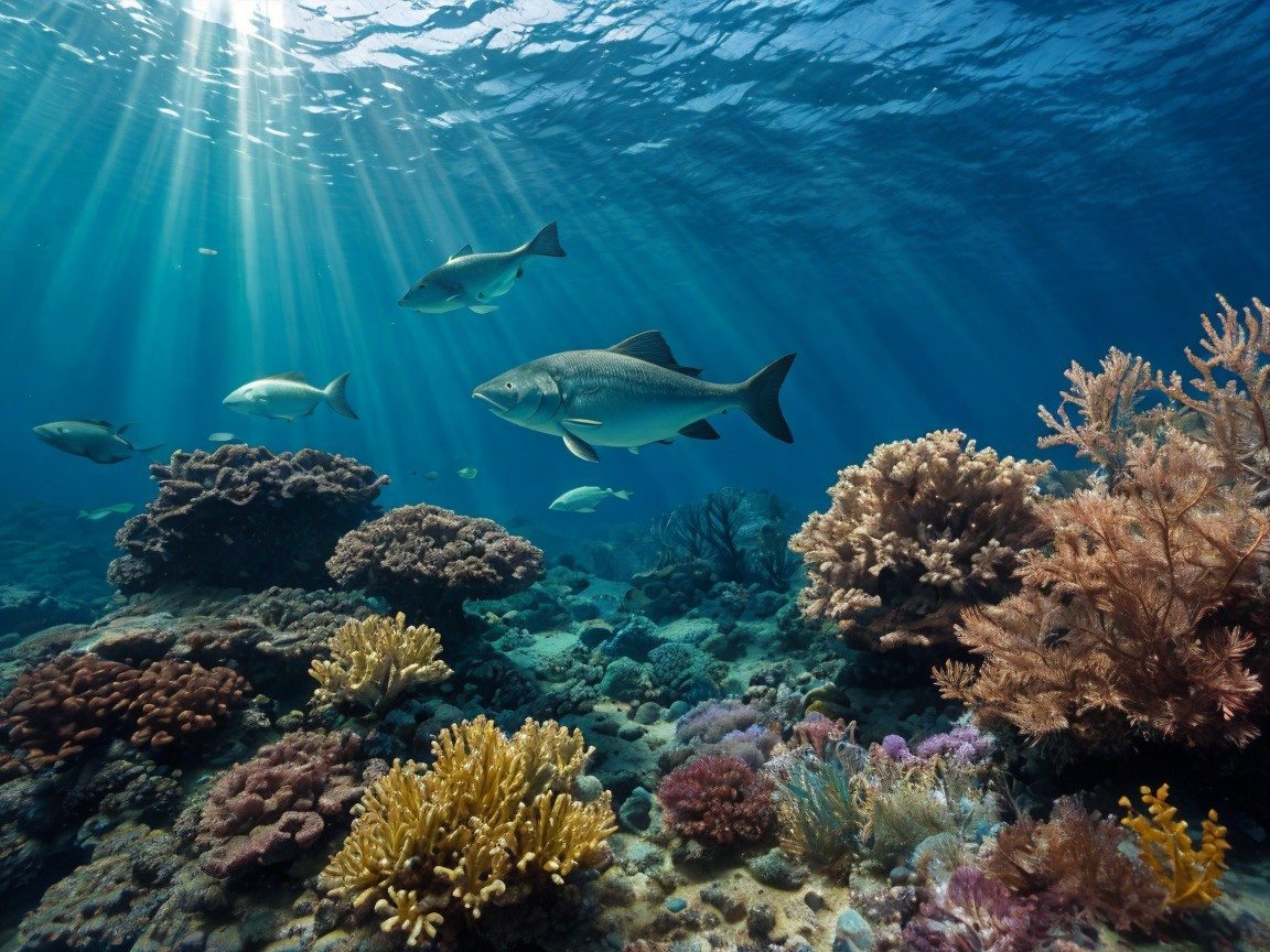 Vibrant Coral Reefs and Marine Life Underwater Scene