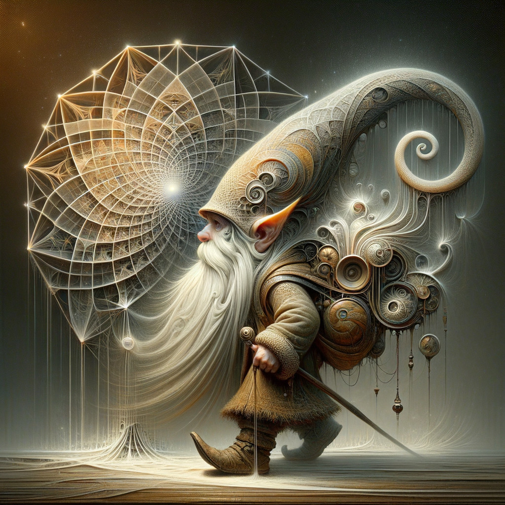 Whimsical gnome with intricate design and glowing backdrop
