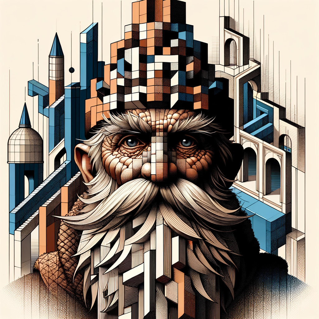 Intricate Portrait of an Elderly Man in Cityscape