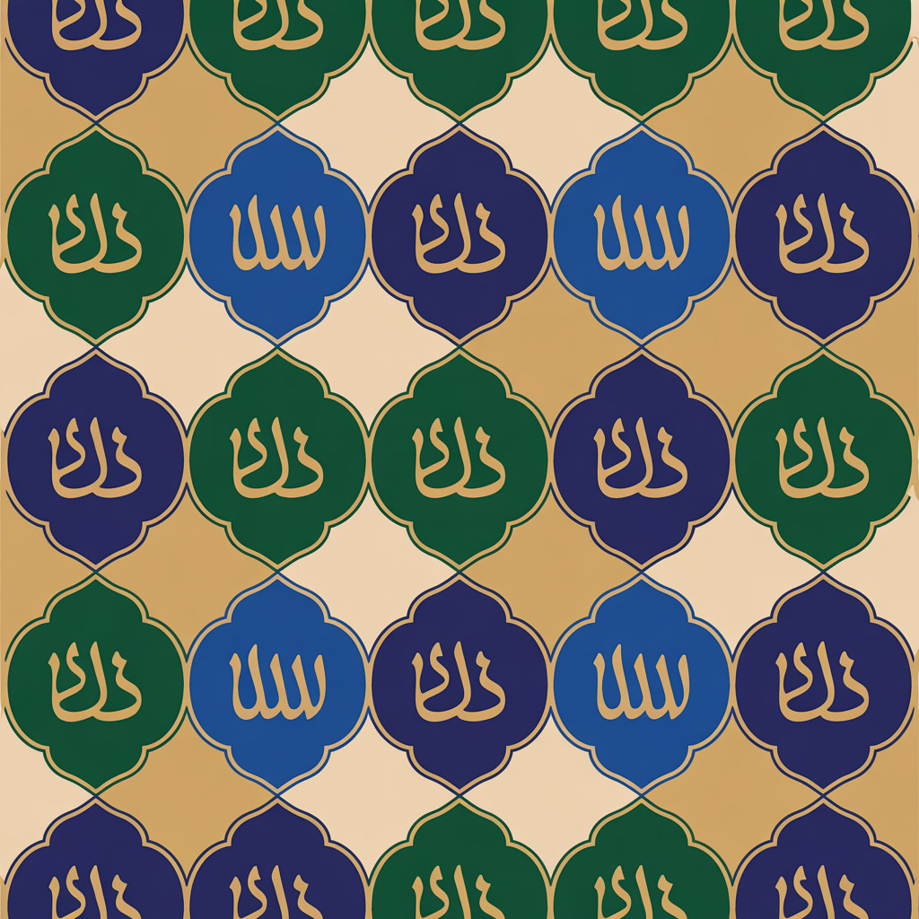 Vibrant Islamic Geometric Pattern with Arabic Script