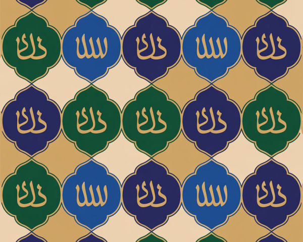Vibrant Islamic Geometric Pattern with Arabic Script