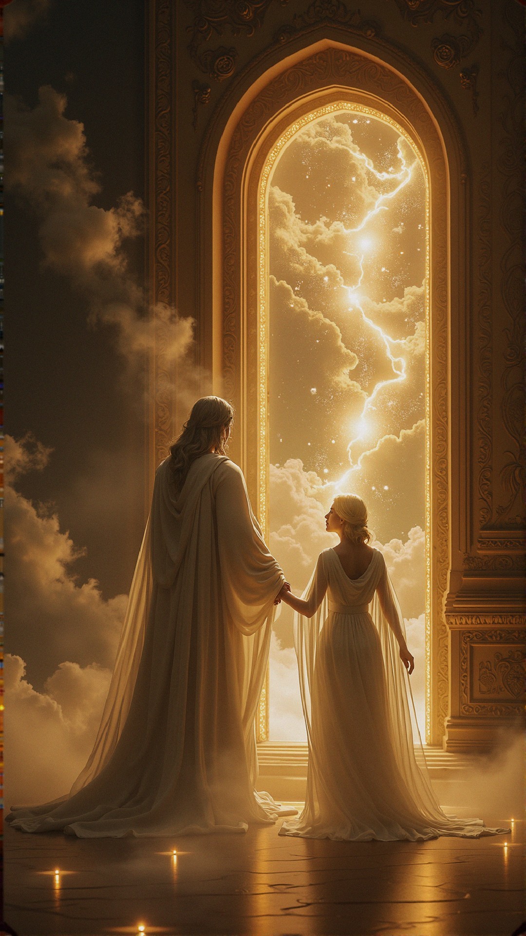 Majestic Doorway with Celestial Scene and Figures