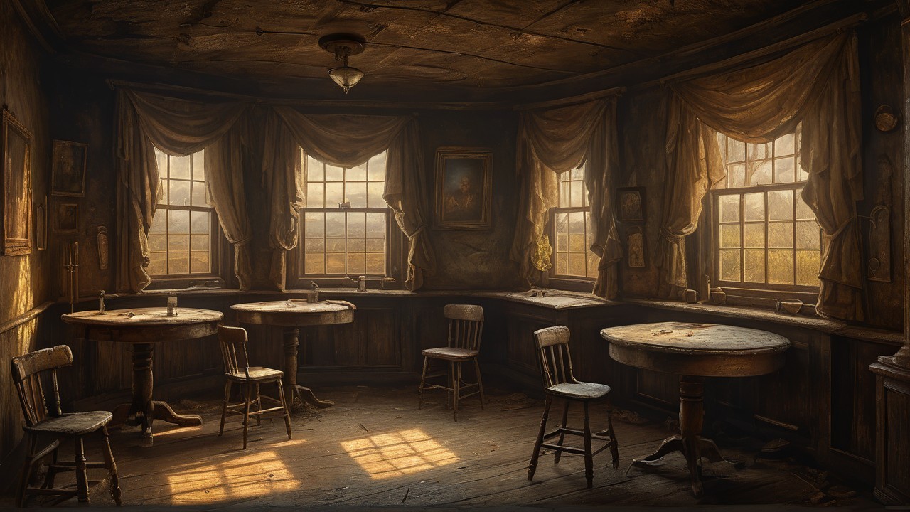 Rustic Dimly Lit Room with Vintage Decor and Charm