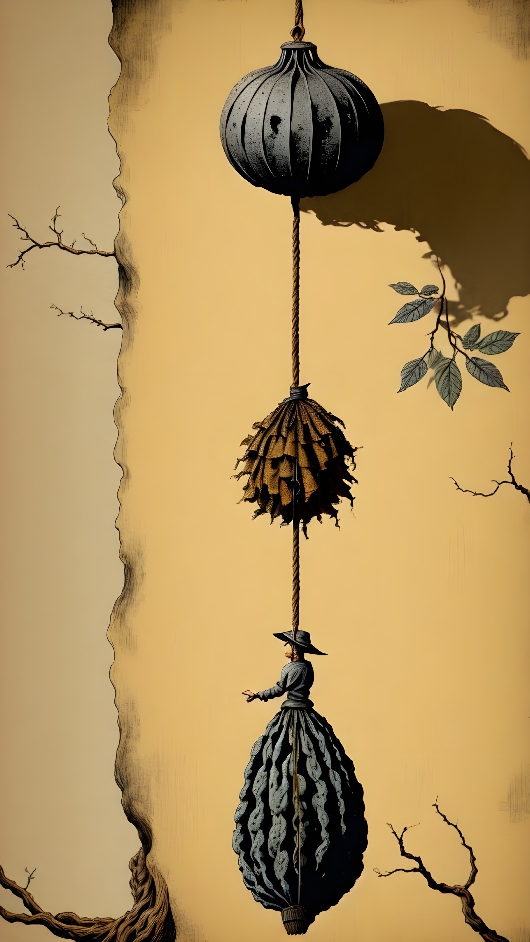 Surreal Composition of Oversized Botanical Elements