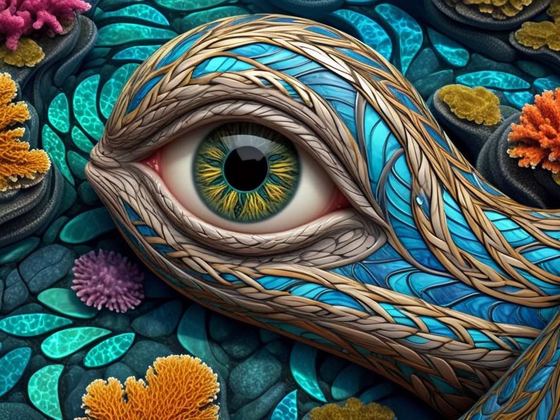 Surreal Fish-Like Creature in Vibrant Underwater Scene