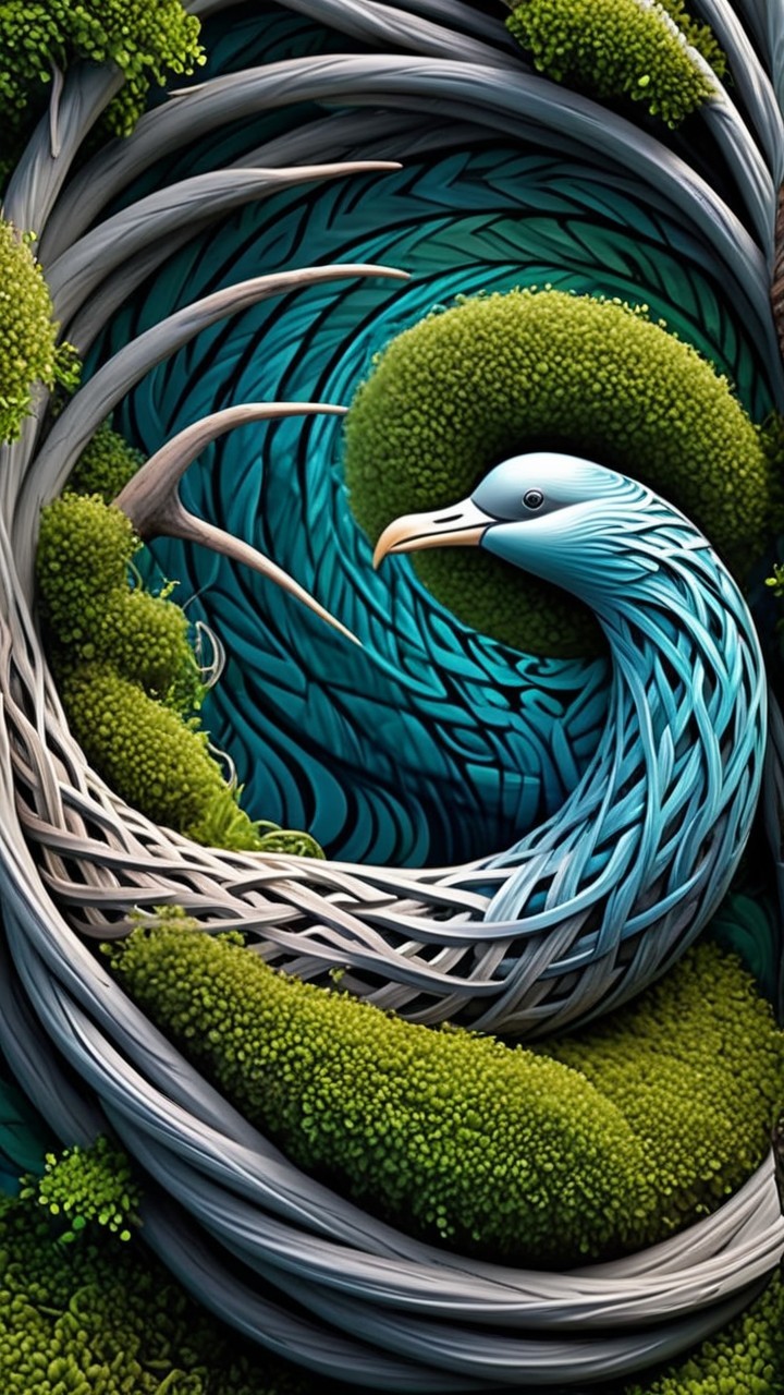 Stylized Peacock with Vibrant Blues and Greens