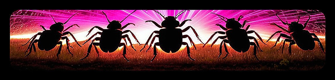 Silhouetted Ants on Vibrant Pink and Purple Background
