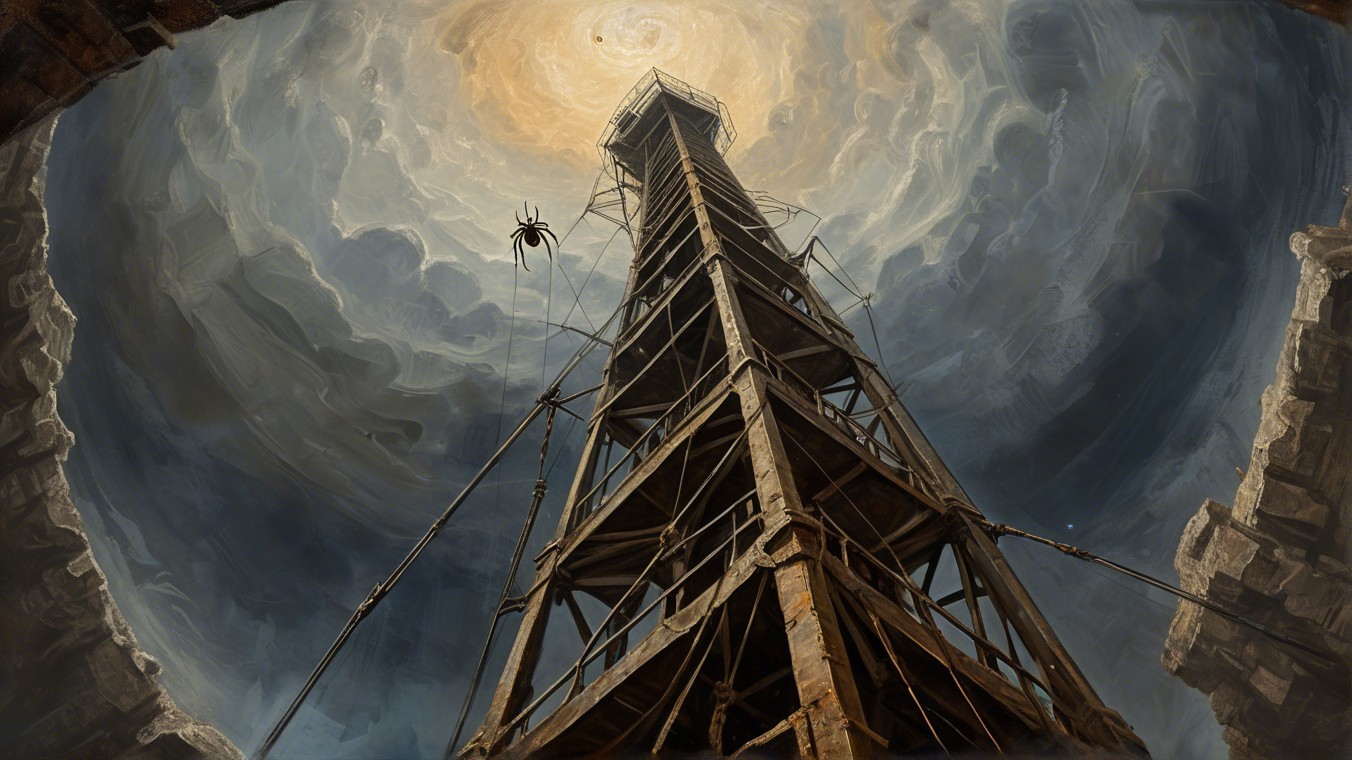Towering Structure Under Dramatic Stormy Sky