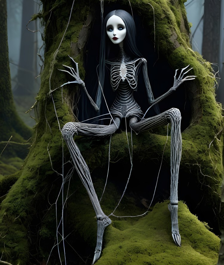 Ghostly Figure in a Misty Forest Setting