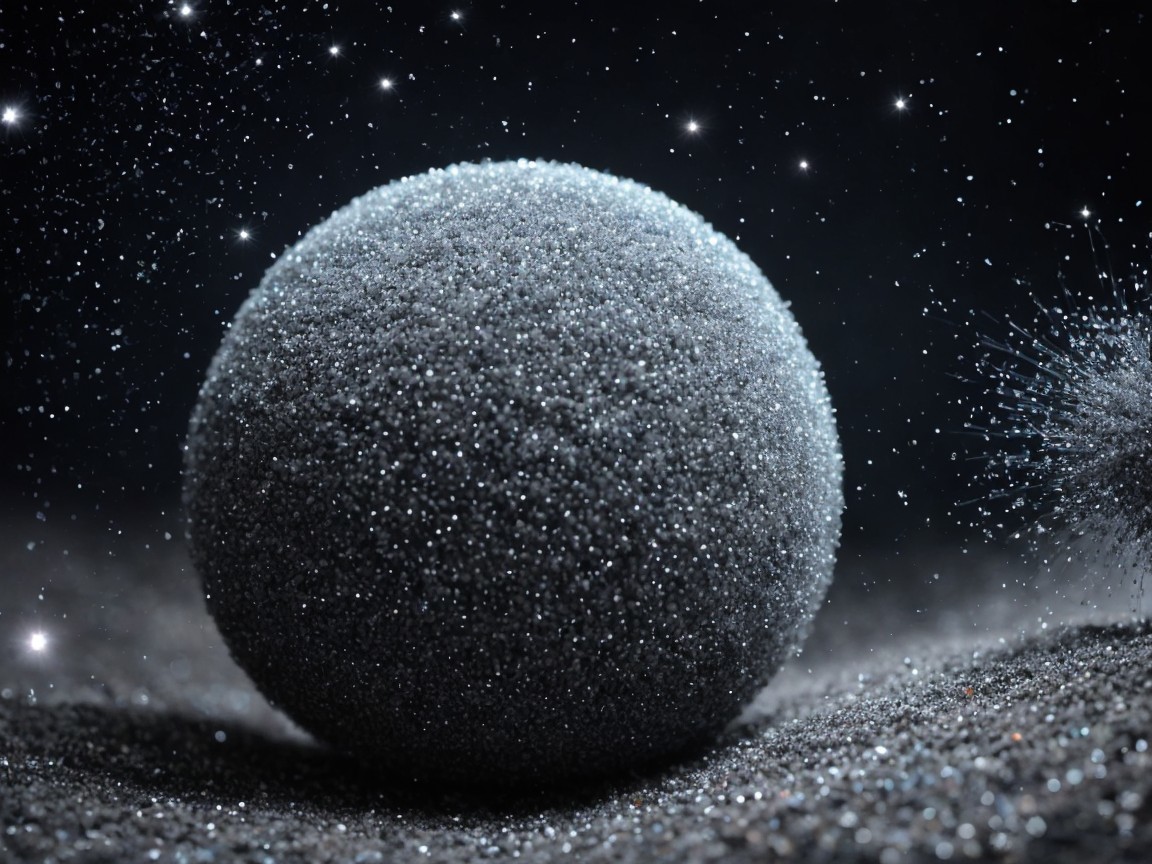 Metallic Gray Sphere in Starry Dark Background