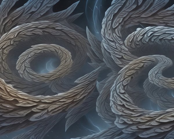 Abstract Design with Swirling Leaf-Like Forms