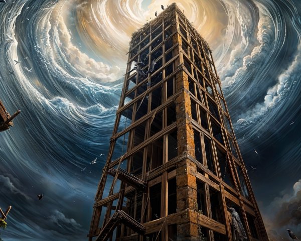 Unfinished Towering Structure Against Dramatic Sky