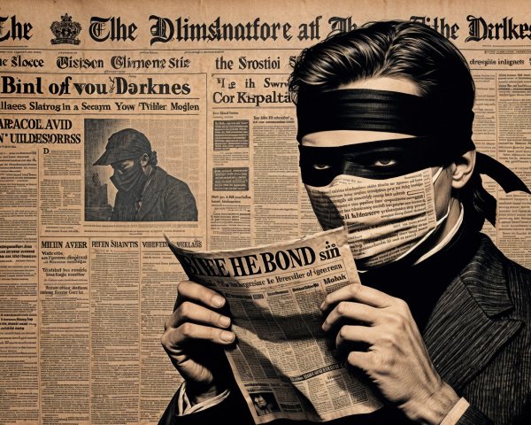 Mysterious Figure with Newspaper in Dark Clothing