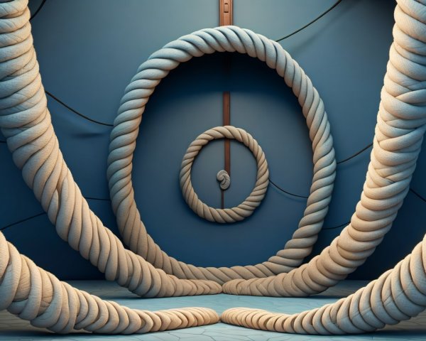 Minimalist Abstract Setting with Textured Coiled Ropes