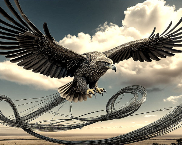 Majestic eagle flying against dramatic cloud backdrop