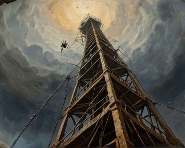 Towering Structure Under Dramatic Stormy Sky