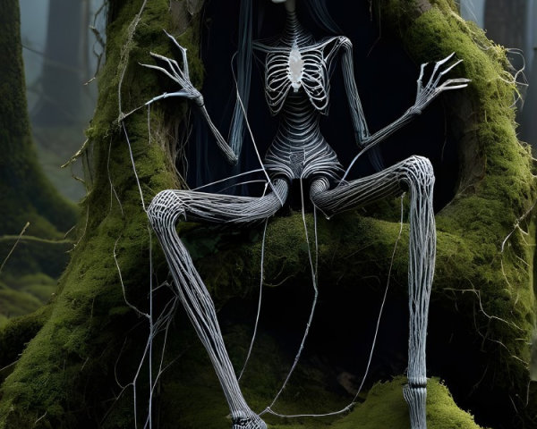 Ghostly Figure in a Misty Forest Setting