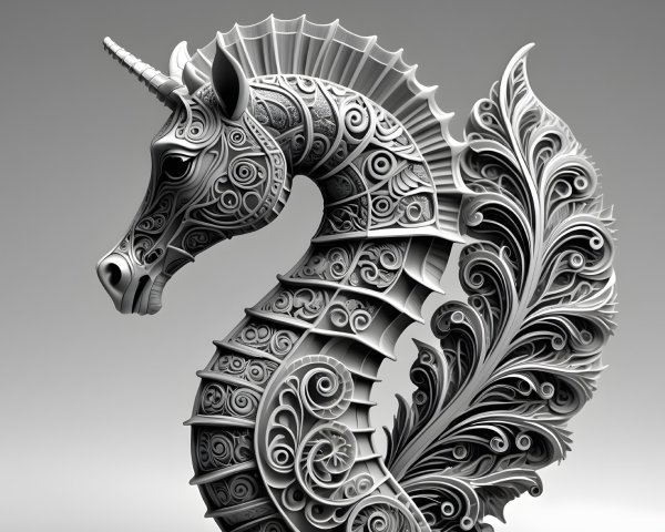 Detailed Sculptural Representation of a Unicorn