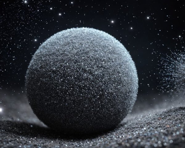 Metallic Gray Sphere in Starry Dark Background