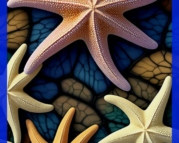 Vibrant Underwater Scene with Colorful Starfish