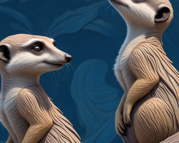 Curious meerkats with detailed fur in playful pose