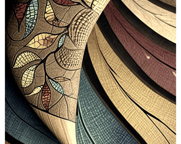 Intricately Designed Wooden Sculpture with Colorful Inlays