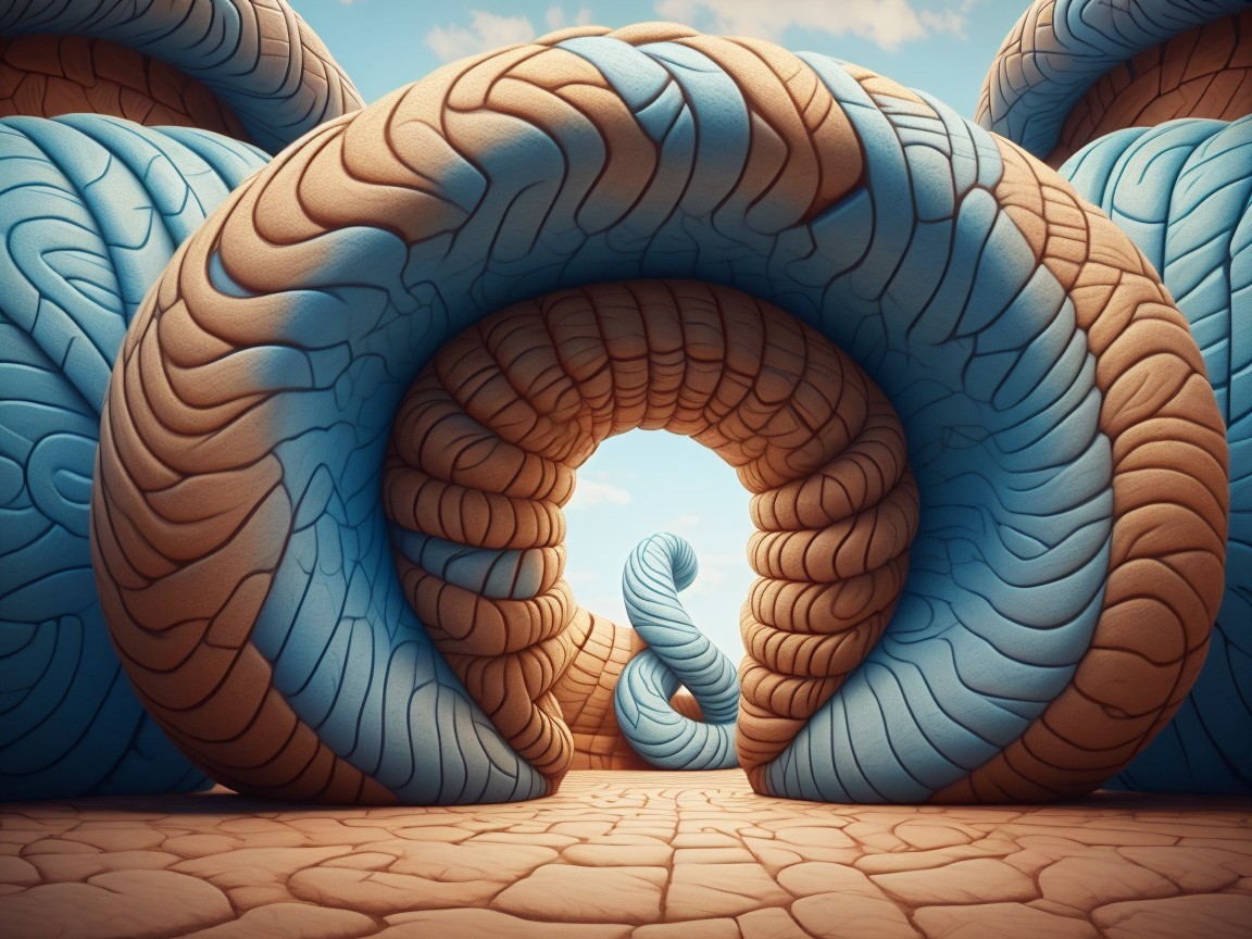 Abstract Landscape with Twisting Textured Tubes