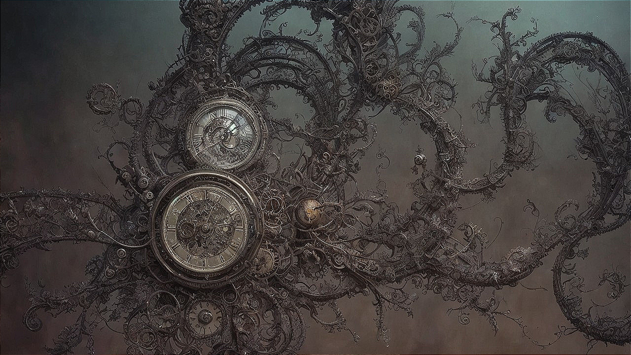 Steampunk Design with Gears and Ornate Clocks